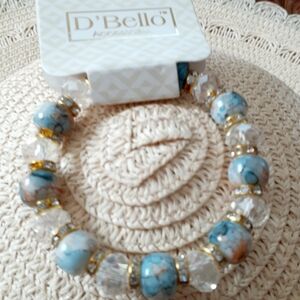 Blue and Gold Beaded Bracelet